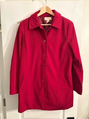 Merona Red Trench Coat with Button Front